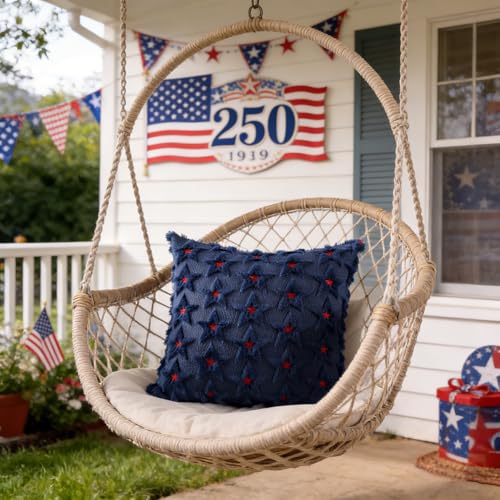 4th of July Pillow Covers Set of 2 - Color 7, 18x18 Inch Star Design