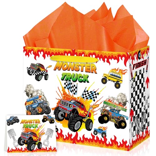Animsco 13" Monster Truck Gift Bag with Card & Stickers