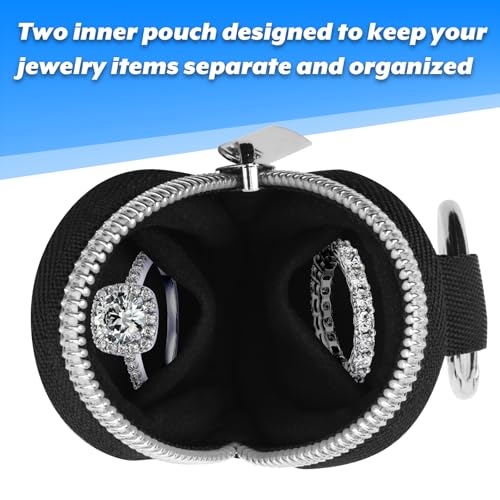Homakover Portable Ring Organizer Case - Black Keychain Jewelry Holder