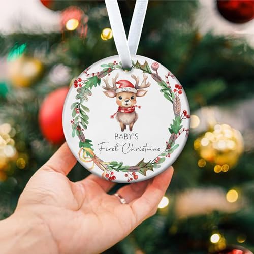 Baby's First Christmas Ornament 2025 - 3 Inch Ceramic Keepsake