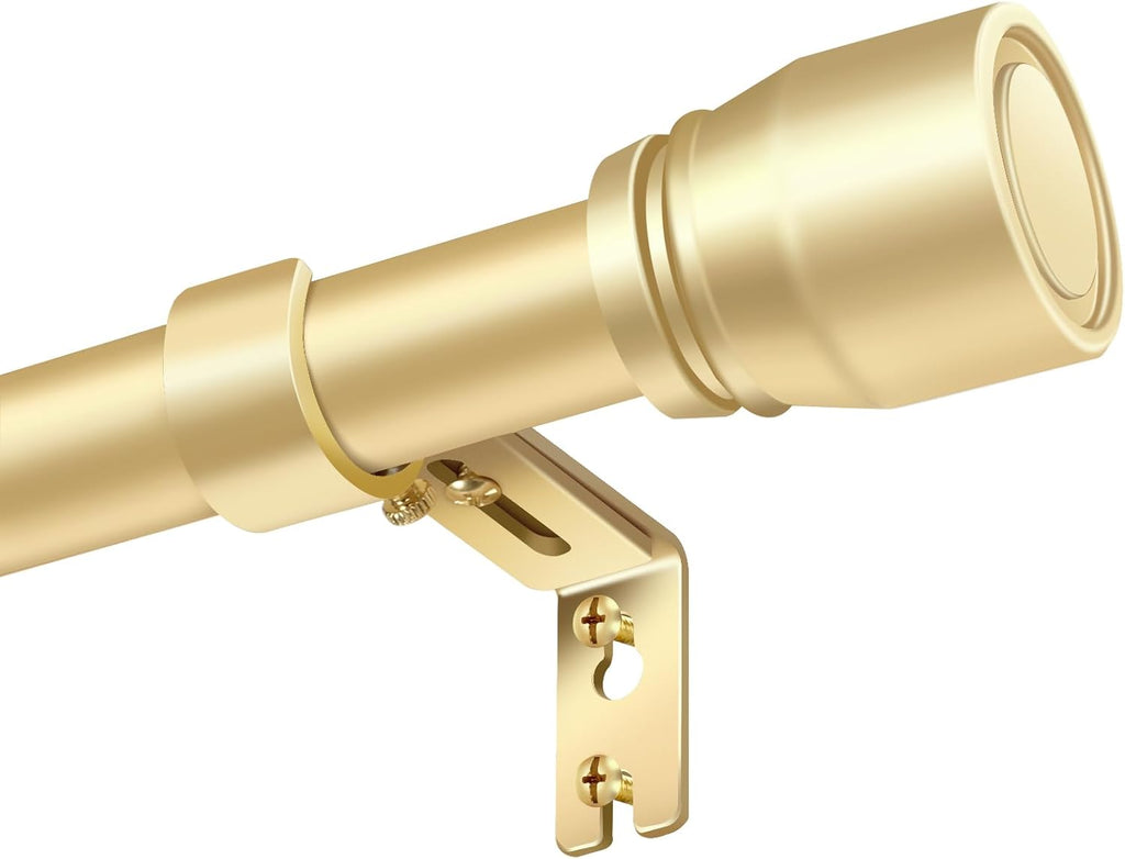 Skiennix 1” Diameter Gold Curtain Rod - Heavy Duty Adjustable Telescopic Design | Fits 30-54 Inch Windows