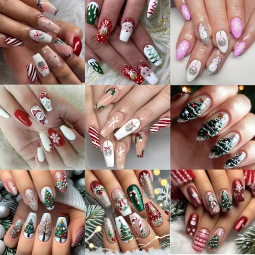 5 Sheets Christmas Nail Stickers 3D Self-Adhesive Winter Holiday Decals