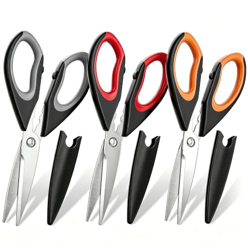 BJDDM 3 Pack Kitchen Shears - Heavy Duty Stainless Steel Scissors with Herb Stripper