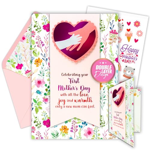 First Mother's Day Card for New Moms - 5x7in Floral Design