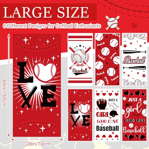 Moukeren 6 Pack Large Microfiber Baseball Beach Towels 60x28 Inches - Quick Dry & Soft