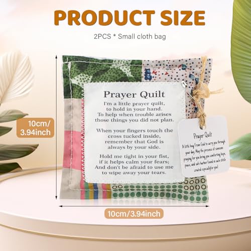 Handmade Pocket Prayer Quilt Set with Wooden Cross - 2pcs