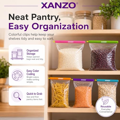 Xanzo Heavy Duty Chip Clips - 12 Durable Airtight Food Bag Closers