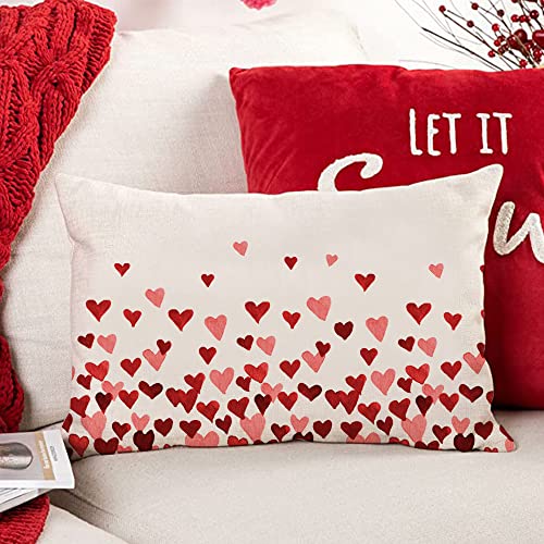 Valentine's Day 12x20 Pink Heart Love Pattern Pillow Cover