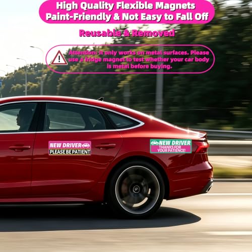 4PCS Student Driver Car Magnets - High Visibility Reflective Signs