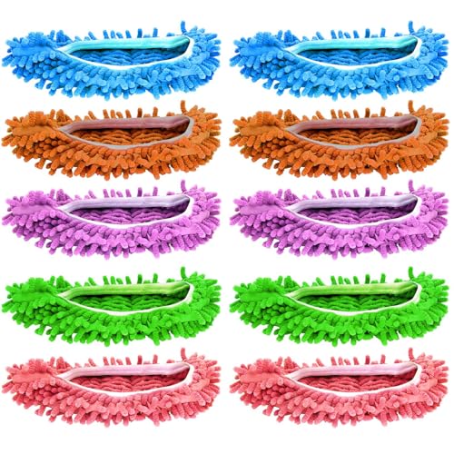 Mop Slippers - 10 Pcs Chenille Floor Cleaning Shoes