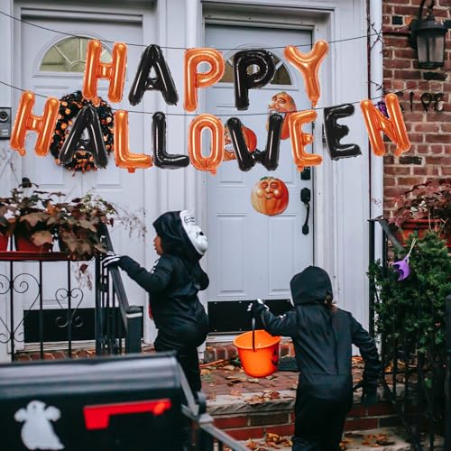 16-Inch Black and Orange 'HAPPY HALLOWEEN' Mylar Balloon Banner