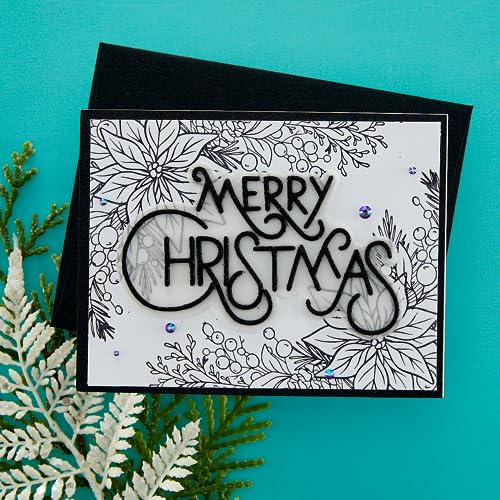 Letterpress Corner Die Set for Holiday Cardmaking - Poinsettia & Merry Christmas