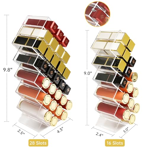 Nimiah 16-Slot Lipstick Organizer - Clear Acrylic Cosmetic Display Stand