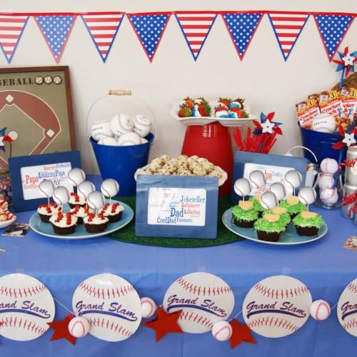Baseball Cupcake Toppers - 24-Pack White Baseball Decorations