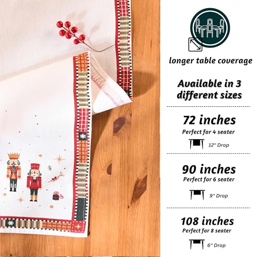 Christmas Table Runner 14x72 Inches - Nutcracker Magic Red & White