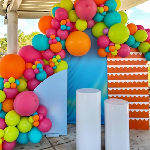 30Pc Tropical Balloon Set - Teal, Green, Orange Luau Party Decorations
