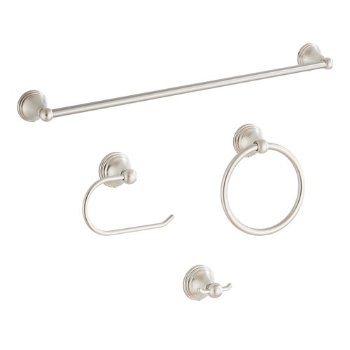 4-Piece Towel Bar Set, 24 Inch Towel Racks for Bathroom Wall Mounted in Brushed Nickel, SUS304 Stainless Steel Complete Bathroom Hardware