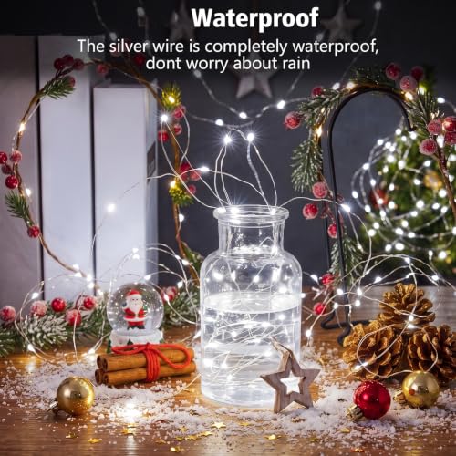 Cool White Battery Operated Fairy Lights 4 Pack with 5 Modes - Twinkle String Lights