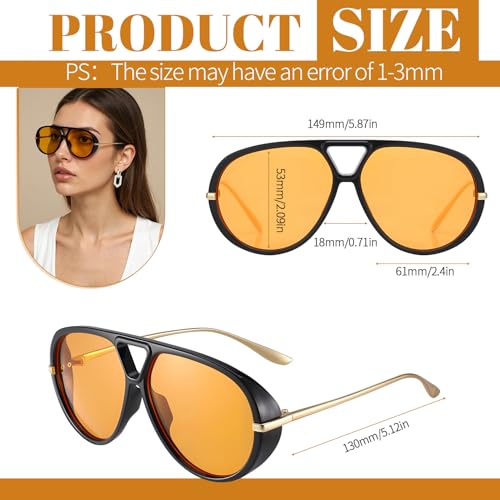 3 Pack Oversized Sunglasses for Women Men,UV400 Double Bridge Retro Fashion Large Big Frame 70s Vintage Shades