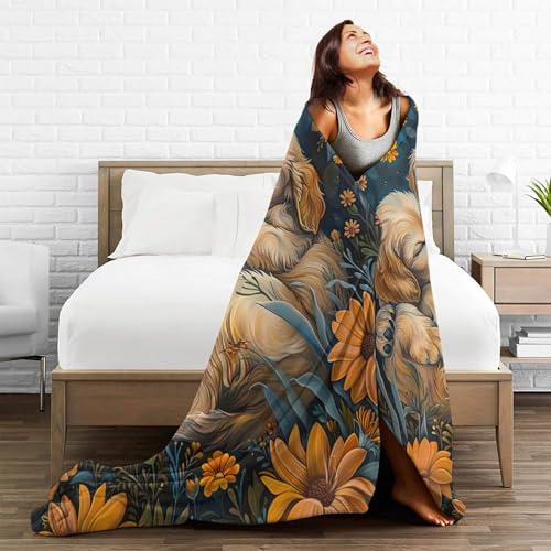 Citari Golden Retriever Fleece Throw Blanket - Soft, Warm Dog Decor Gift for Kids & Adults