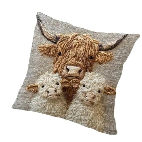 Alpaca & Cattle Themed Throw Pillow Covers - 2 Pack Soft Velvet