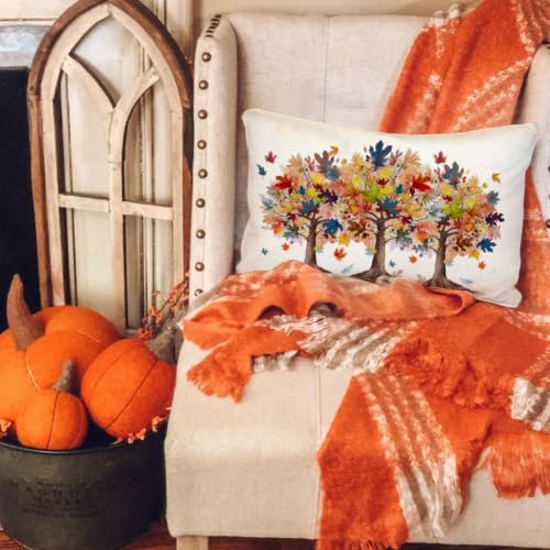 Dark Blue Maple Leaf Fall Pillow Cover 12x20 Inch - Pack of 1