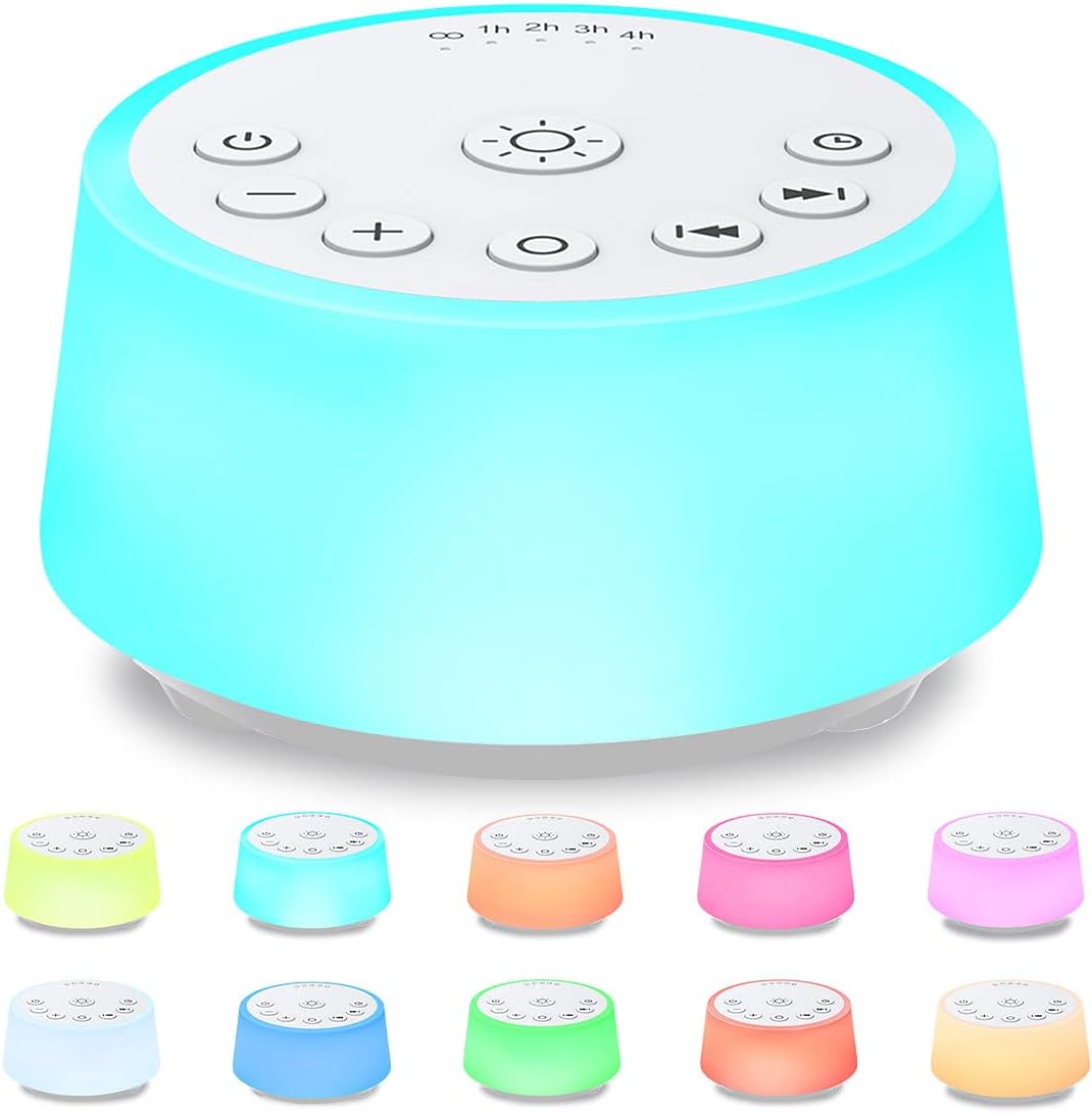 Skiennix Color Noise Sound Machine - 10 Colors, 25 Soothing Sounds, Adjustable Brightness | Perfect for Adults & Kids
