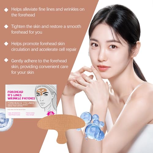 BEUKING Forehead Wrinkle Patches 10 Pack - Anti-Aging Hyaluronic Acid & Collagen Treatment