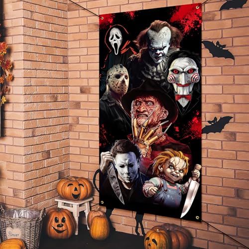 Halloween Horror Movie Door Cover Banner - Spooky Indoor & Outdoor Decor