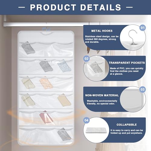 26-Pocket Closet Organizer for Socks, Underwear & Accessories