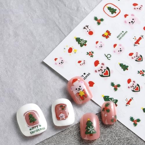 Christmas Nail Art Stickers - 9 Sheets 3D Self-Adhesive Winter Holiday Decals