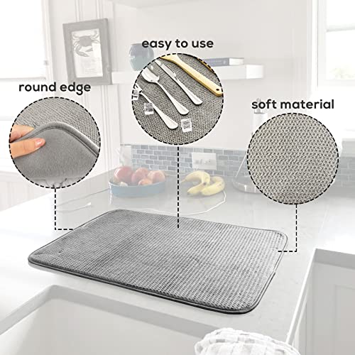Meirrnyyu Microfiber Dish Drying Mat, 20x15 Inch Absorbent Pad - 2 Pack