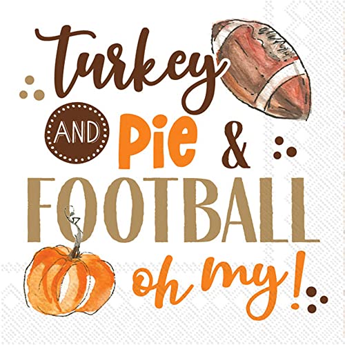 IHR Cocktail Napkins - 3-Ply Thanksgiving Turkey Pie Design, 20 Count
