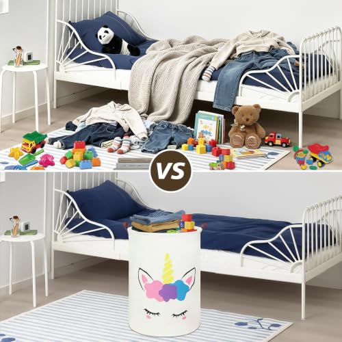 Foldable Waterproof Laundry Basket - Golden Unicorn Design