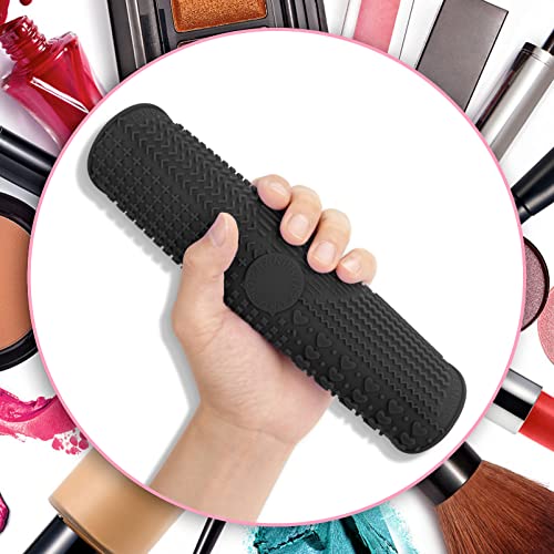 Ranphykx Silicone Makeup Brush Cleaner Mat with Suction Cups Black