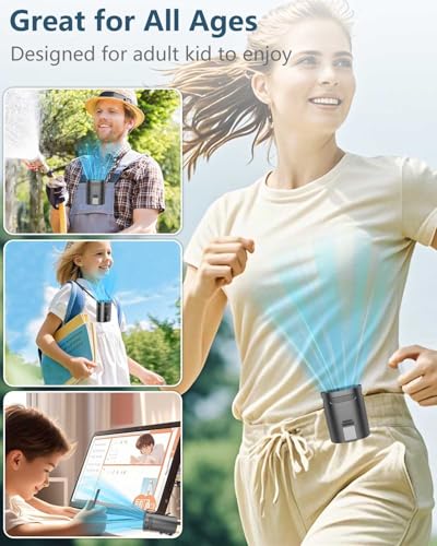 AJGJF Portable Waist Fan - Rechargeable Hands-Free Clip-On Fan (Black)