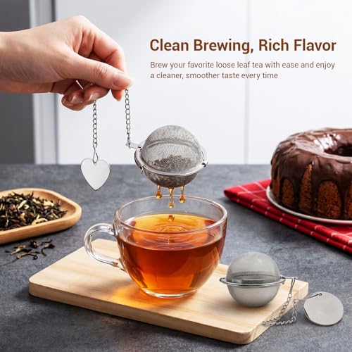Stainless Steel Tea Infuser 2-Pack - Extra Fine Mesh Strainer & Scoop Clip