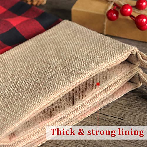 Rustic Christmas Stockings 4 Pack - 18 Inch Red Black Buffalo Plaid Holiday Decor