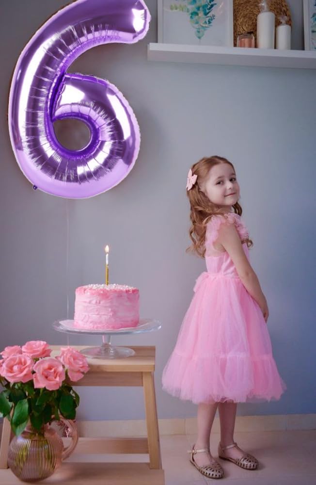 Skiennix 40-Inch Balloon Numbers - Set of 6 Birthday Balloons for Boys & Girls | Purple Decor