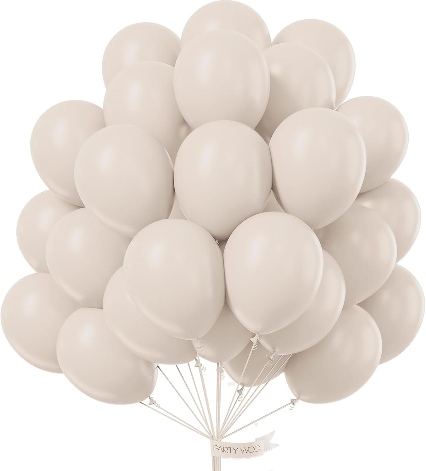 PartyWoo White Sand Balloons - 50 Pcs 12 Inch Beige Cream Ivory Latex for Weddings & Celebrations
