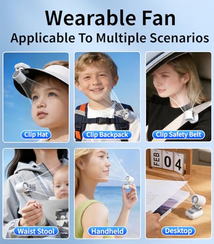 Blissfuhue 3-in-1 Portable Clip-on Fan - Hands-Free Mini Hat Fan, White