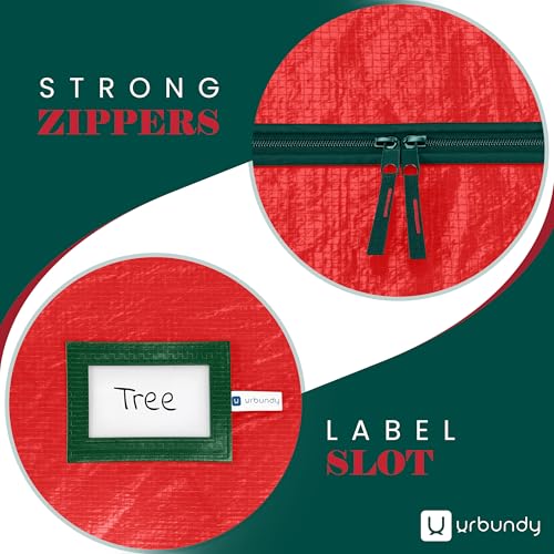 URBUNDY Heavy Duty Christmas Tree Storage Bag for 7.5 Ft Trees - Red