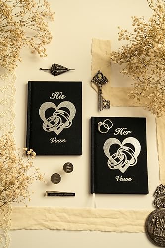His and Hers Wedding Vow Books with Cufflinks & Tie Clip Set