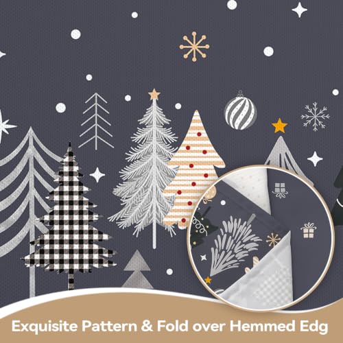 Christmas Pine Tree Snowflake Rectangle Table Cloth 60x84 Inch - Grey