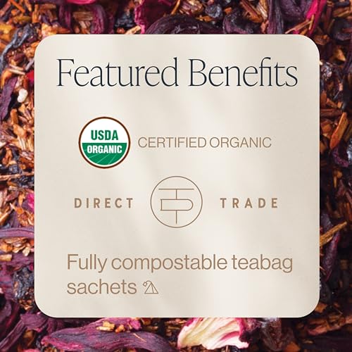 Rishi Tea Blueberry Hibiscus Herbal Tea Bags, 30ct - Caffeine Free, Organic & Sustainable