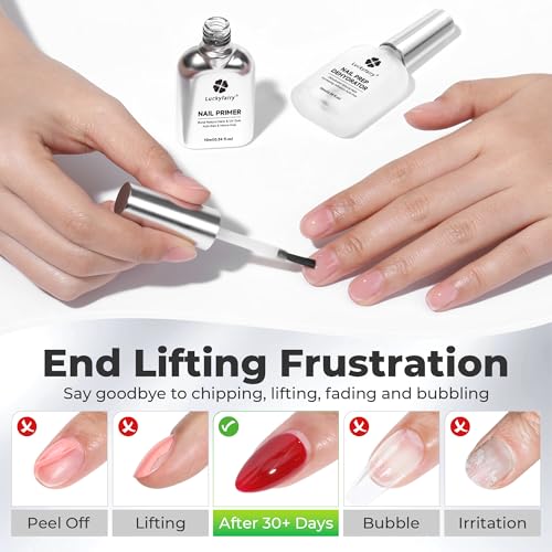 Luckyfairy Nail Dehydrator and Primer Kit for Gel and Press On Nails