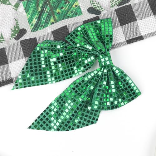 XIELIME Large 14-Inch Sequin Cheer Bow - Green Glitter Hair Clip with Alligator Clip for Cheerleaders and Sports