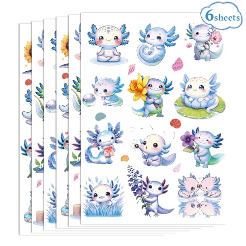 Blue Axolotl Temporary Tattoos - 100+ Cute Party Favors & Kids Gifts