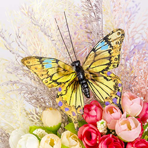 Feather Butterfly Picks Set of 12 Floral & Craft Decorations