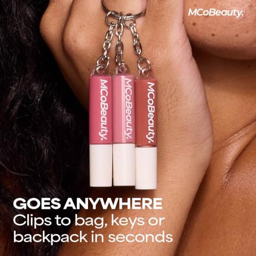 MCoBeauty Lip Gloss Trio Keychain Set - 3 Mini High Shine Hydrating Shades